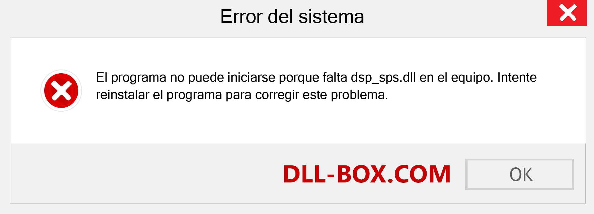 ¿Falta el archivo dsp_sps.dll ?. Descargar para Windows 7, 8, 10 - Corregir dsp_sps dll Missing Error en Windows, fotos, imágenes